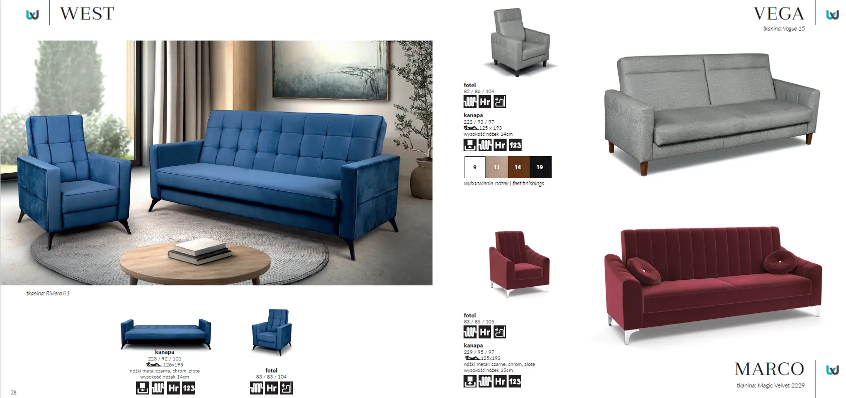 Katalog mebli Werxal - Kanapa West oraz Kanapa Vega